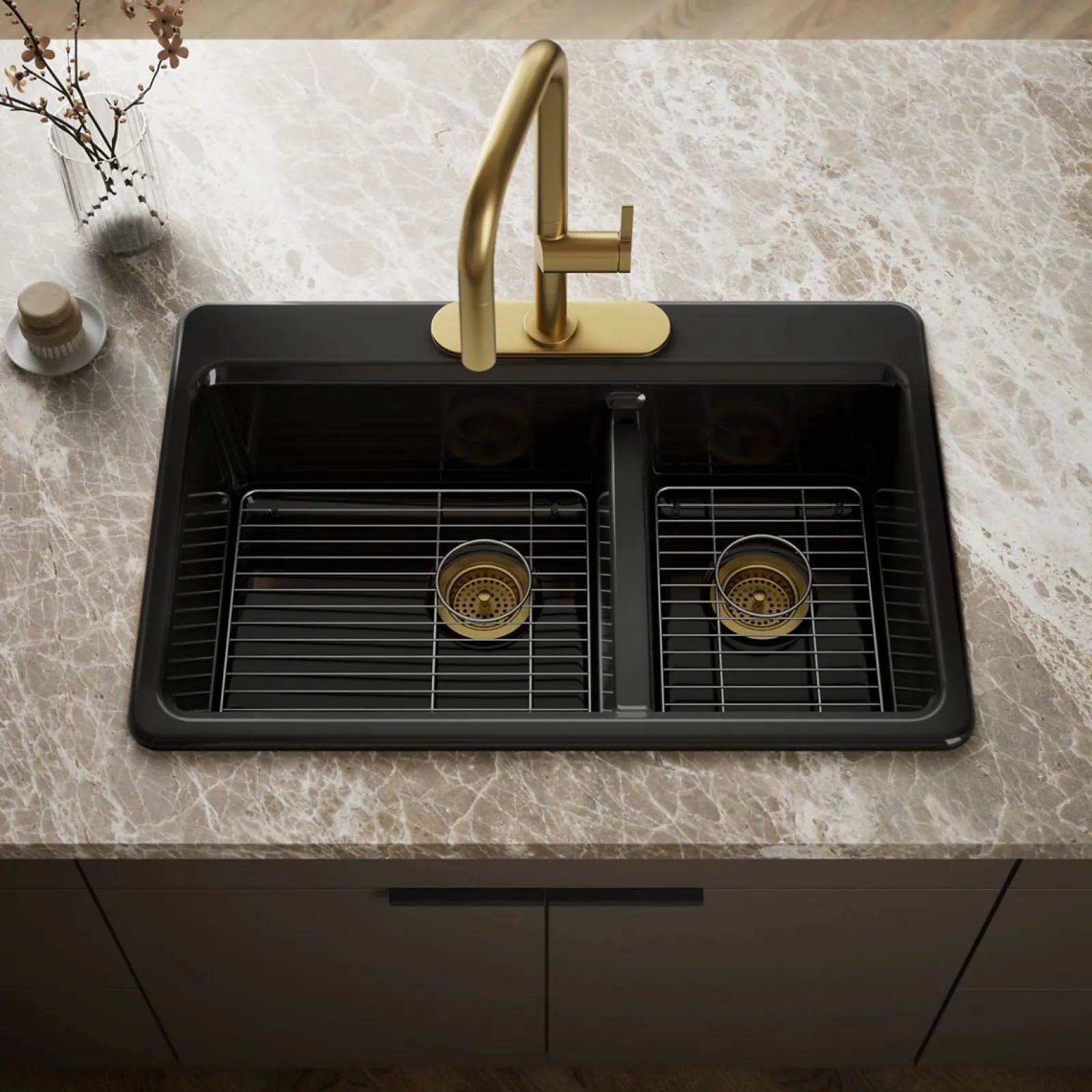33" top-mount double-bowl kitchen sink^Kohler Outlet