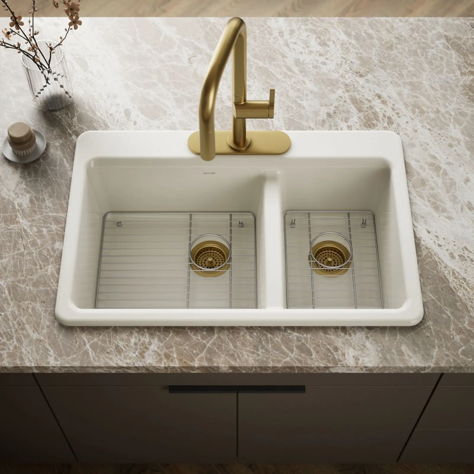 33" top-mount double-bowl kitchen sink^Kohler Outlet