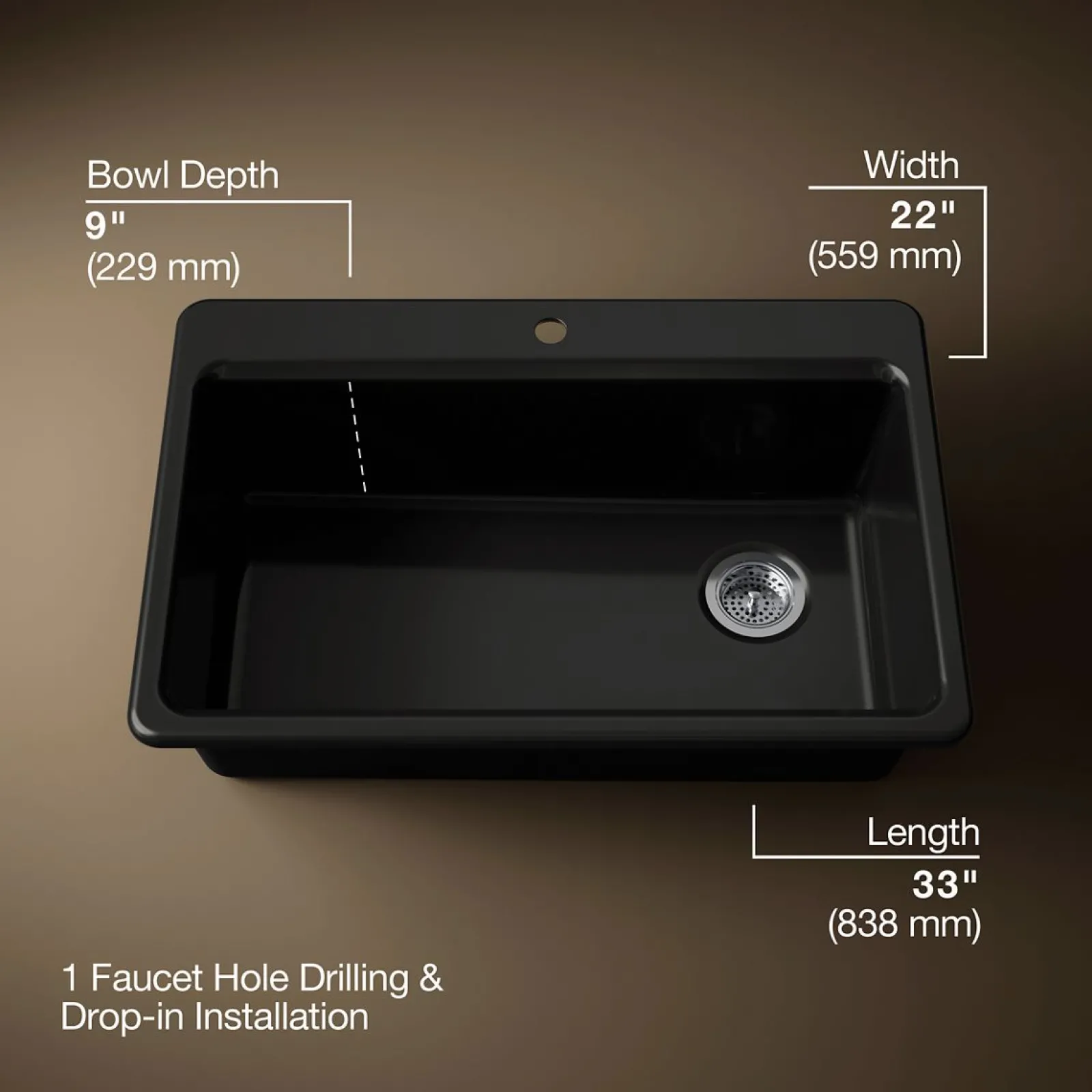33" top-mount single-bowl kitchen sink^Kohler New