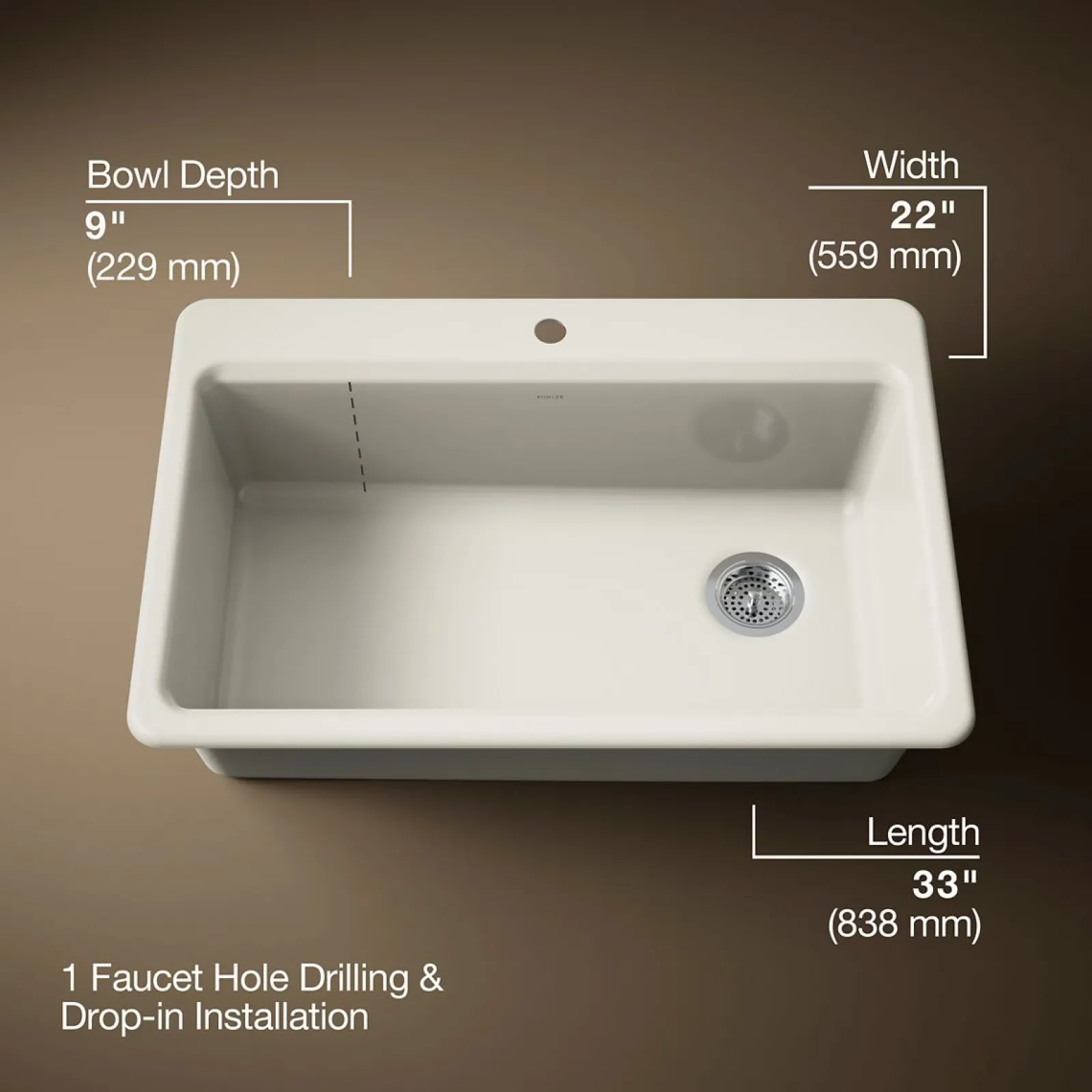 33" top-mount single-bowl kitchen sink^Kohler New