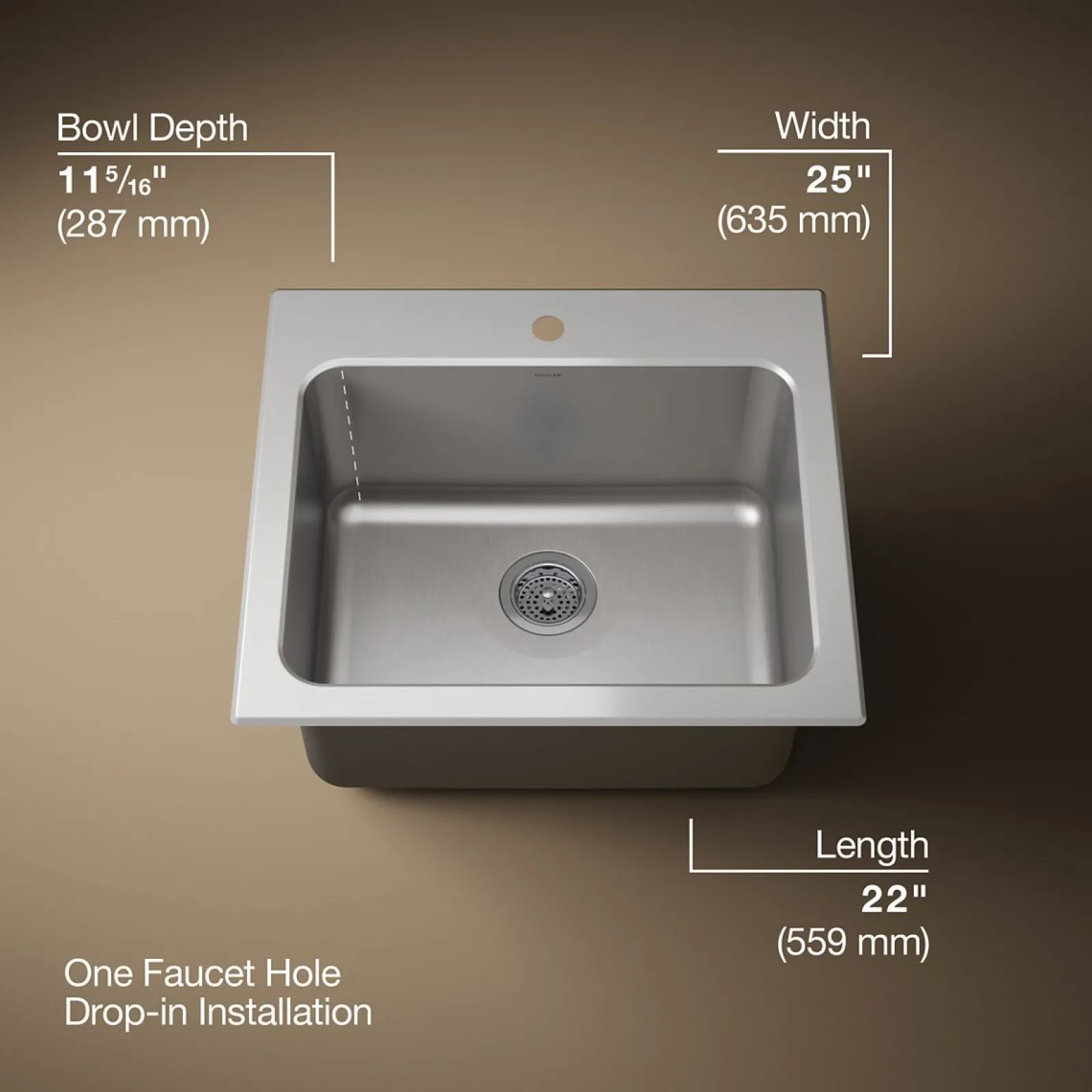 25" top-mount single-bowl utility sink^Kohler New