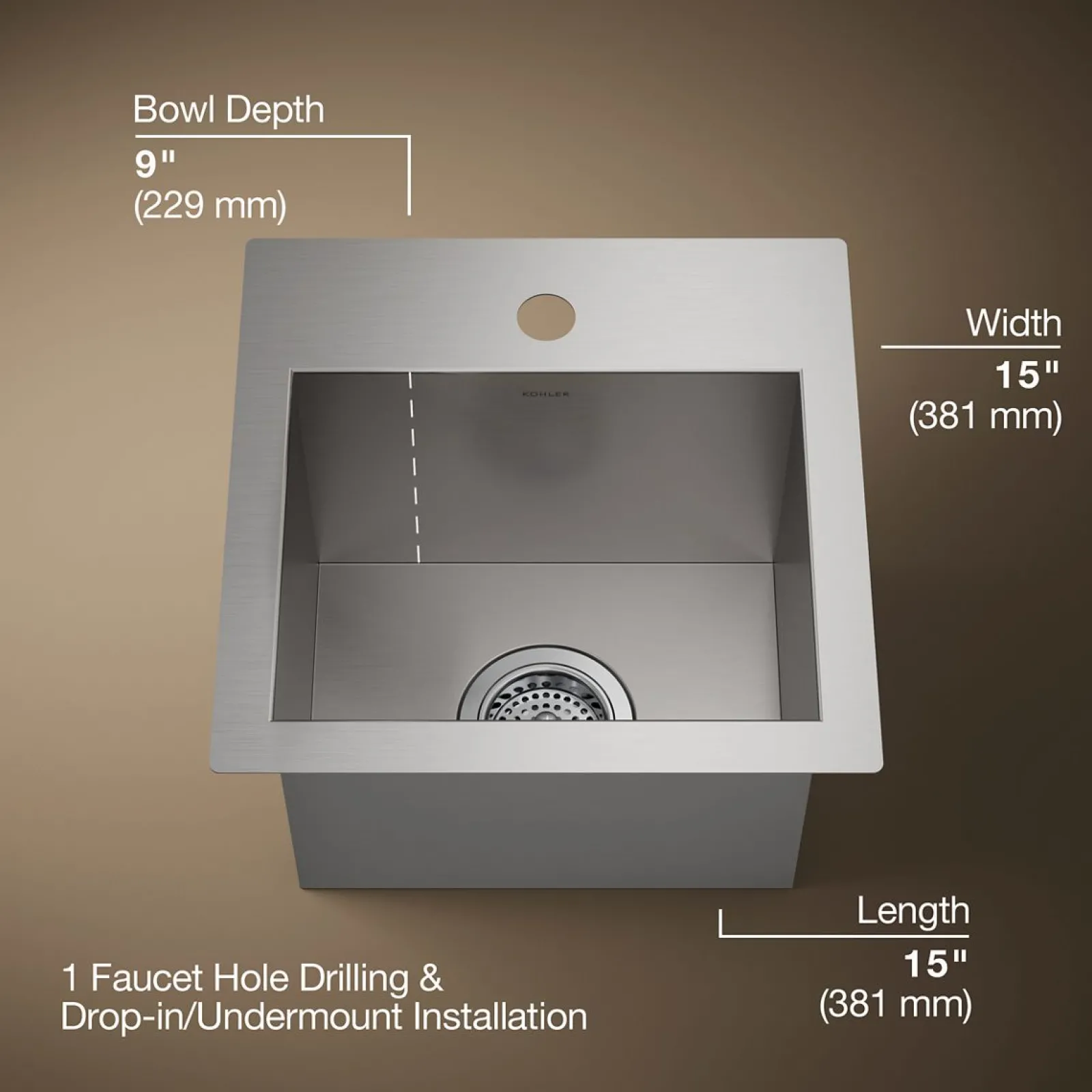 15" top-/undermount bar sink^Kohler Clearance