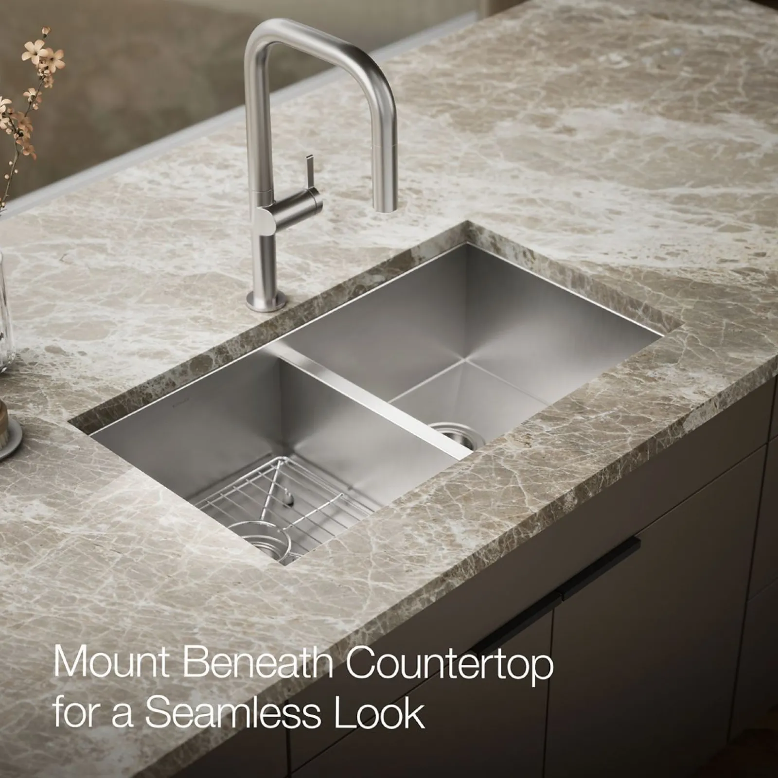 33" top-/undermount double-bowl kitchen sink^Kohler New