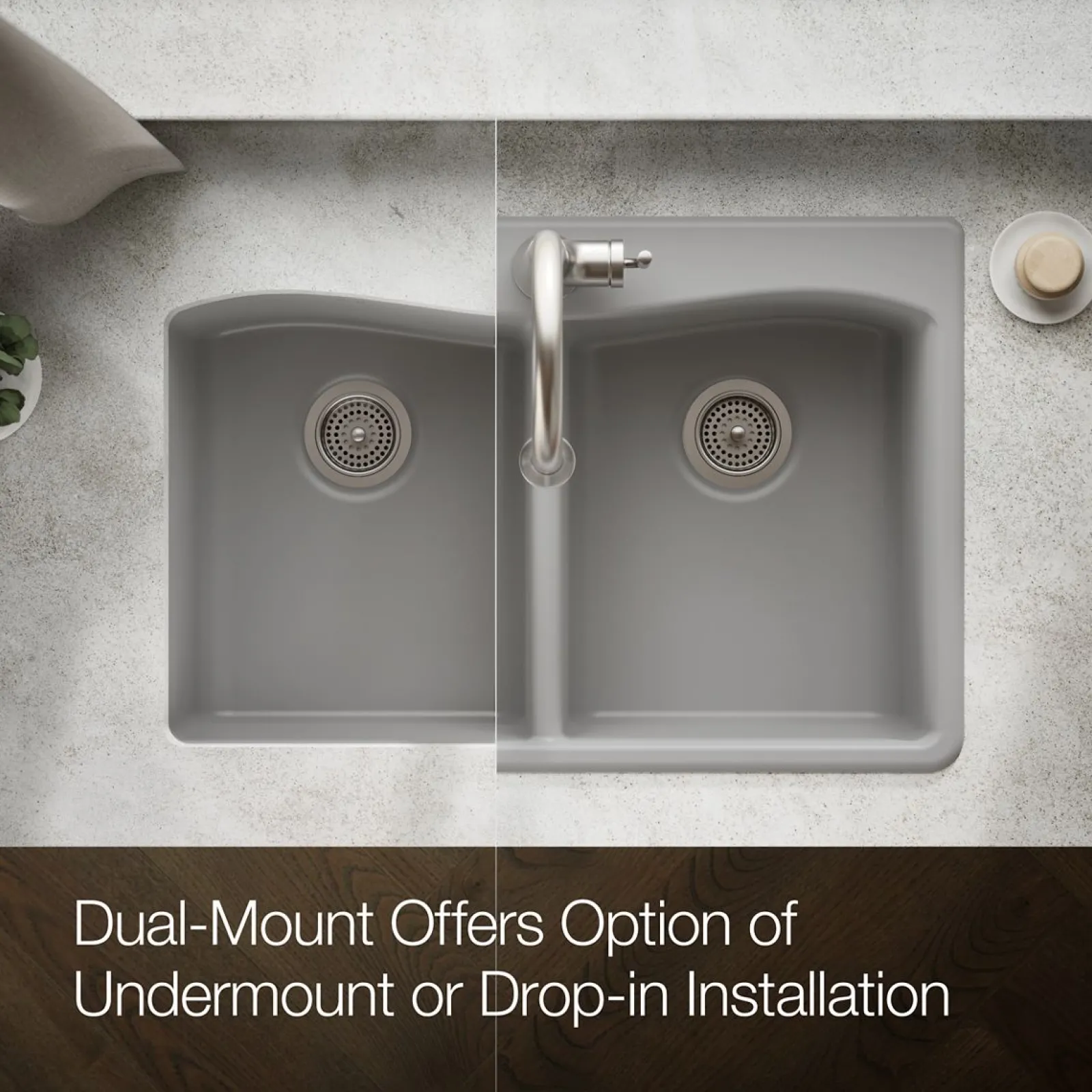 33" top-/undermount double-bowl kitchen sink^Kohler Discount