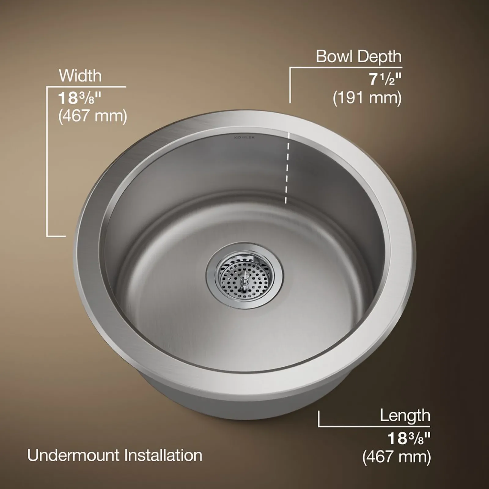 18-1/2" top-/undermount single-bowl bar sink^Kohler Sale