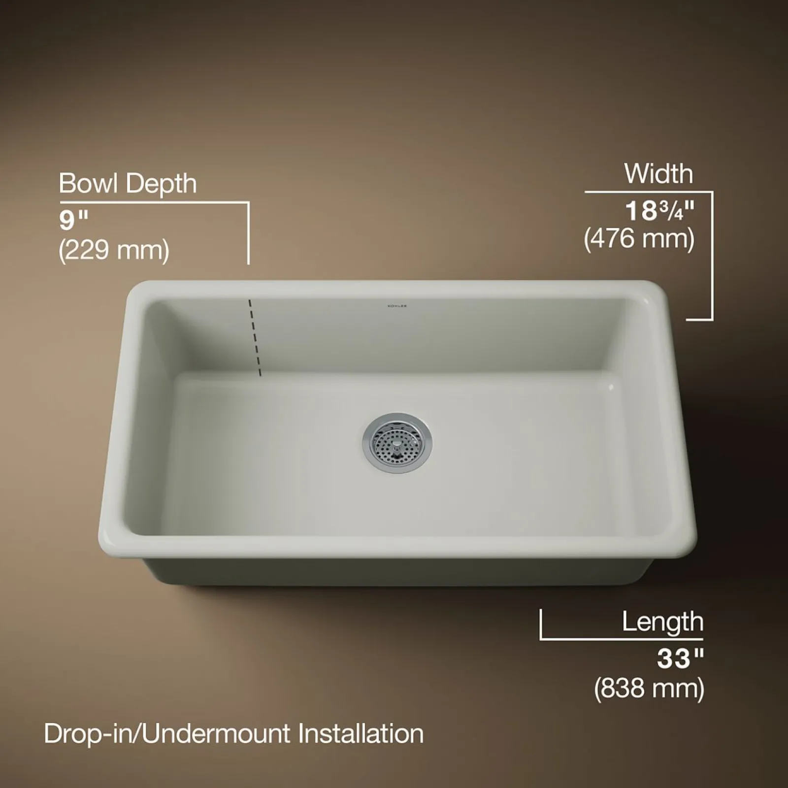 33" top-/undermount single-bowl kitchen sink^Kohler Best