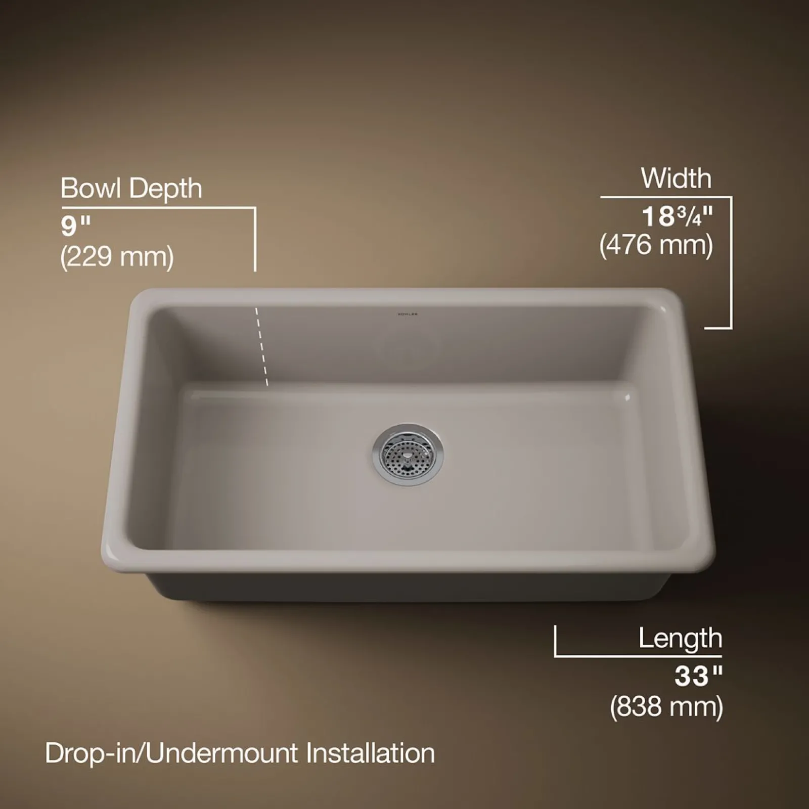 33" top-/undermount single-bowl kitchen sink^Kohler Best