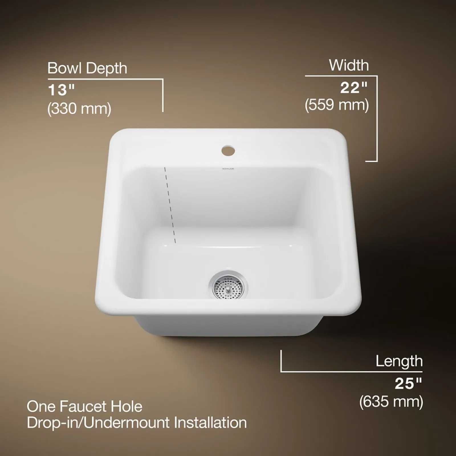 25" top-/undermount single-bowl utility sink^Kohler