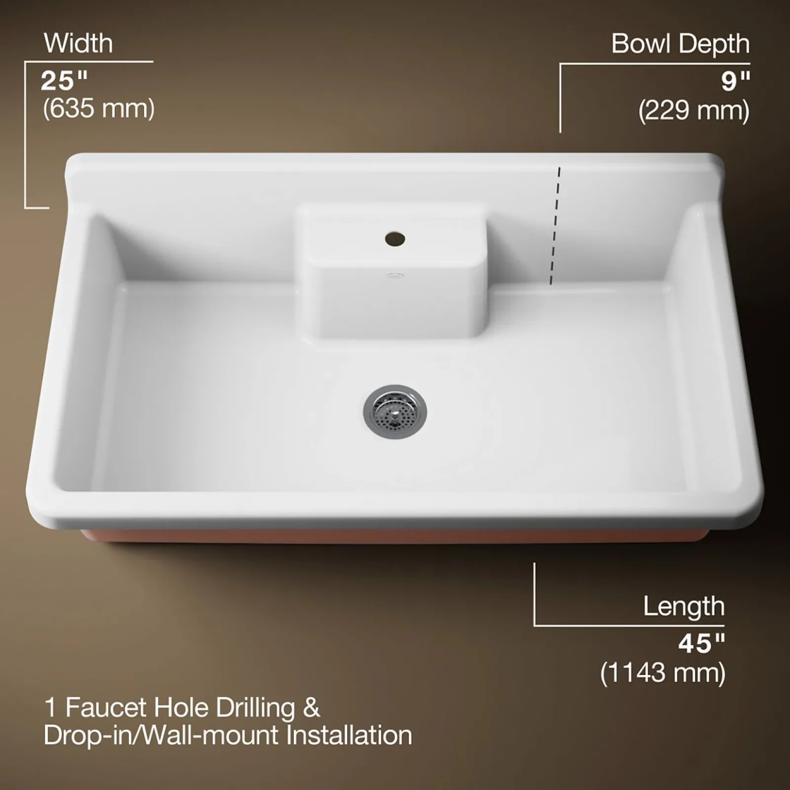 45" top-/wall-mount single-bowl workstation farmhouse kitchen sink^Kohler Online