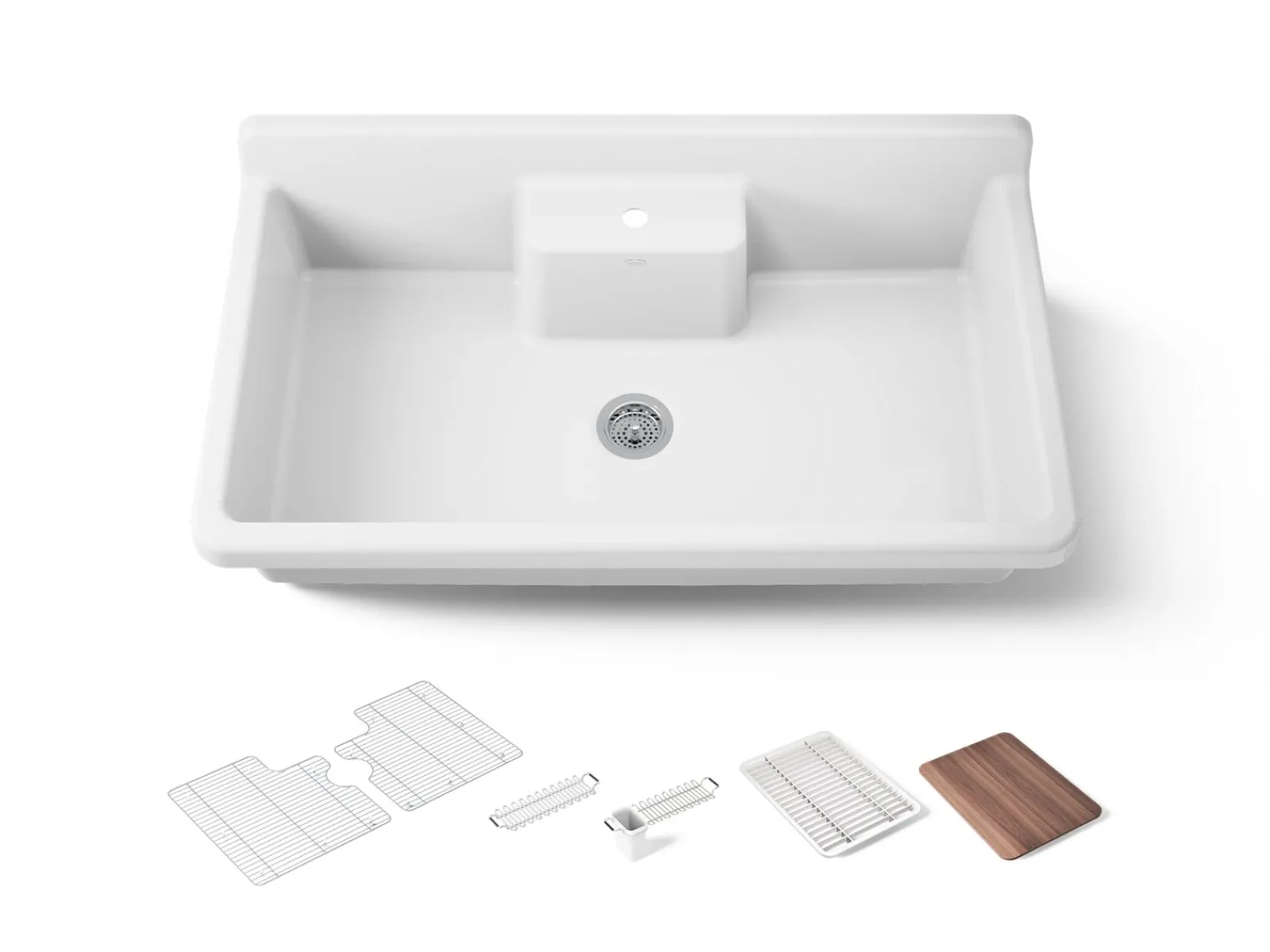 45" top-/wall-mount single-bowl workstation farmhouse kitchen sink^Kohler New