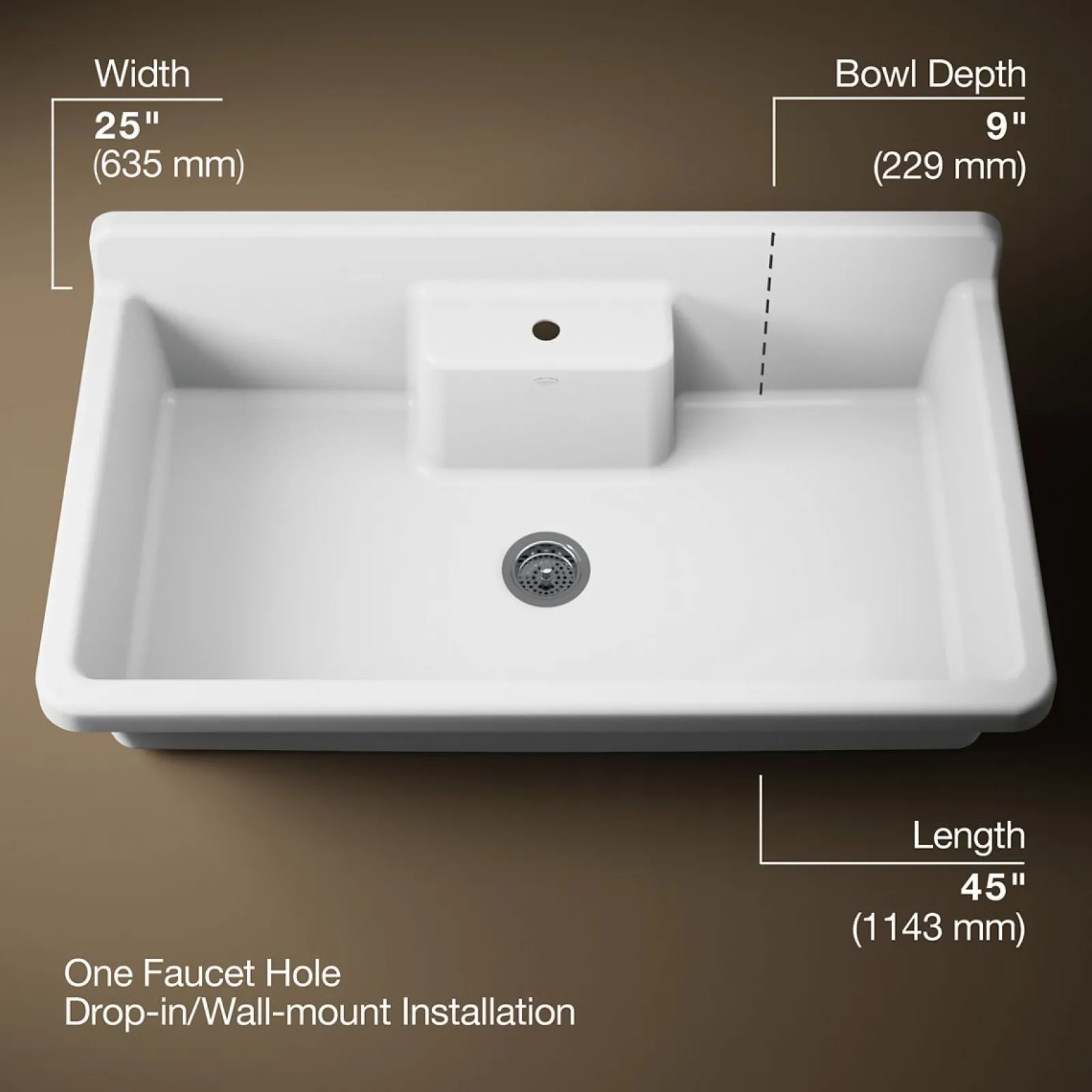 45" top-/wall-mount single-bowl workstation farmhouse kitchen sink^Kohler New