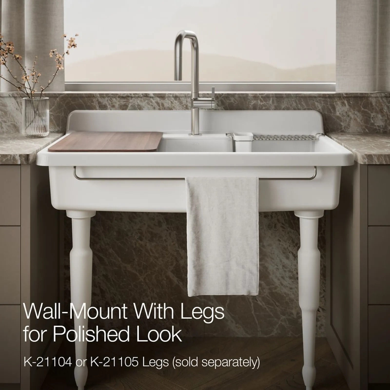 45" top-/wall-mount single-bowl workstation farmhouse kitchen sink^Kohler New