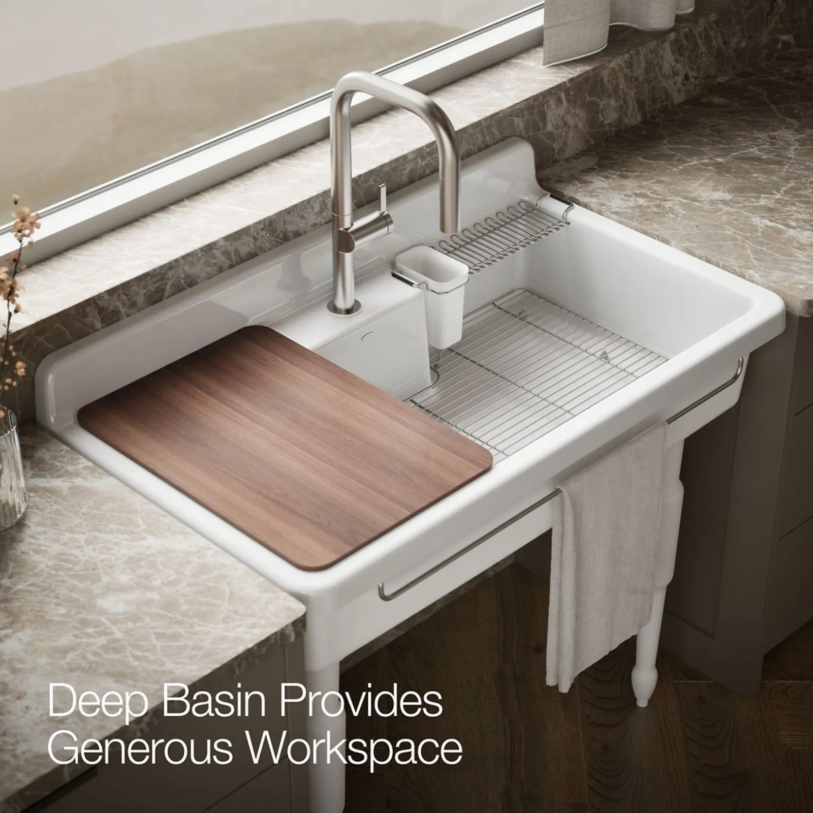 45" top-/wall-mount single-bowl workstation farmhouse kitchen sink^Kohler New