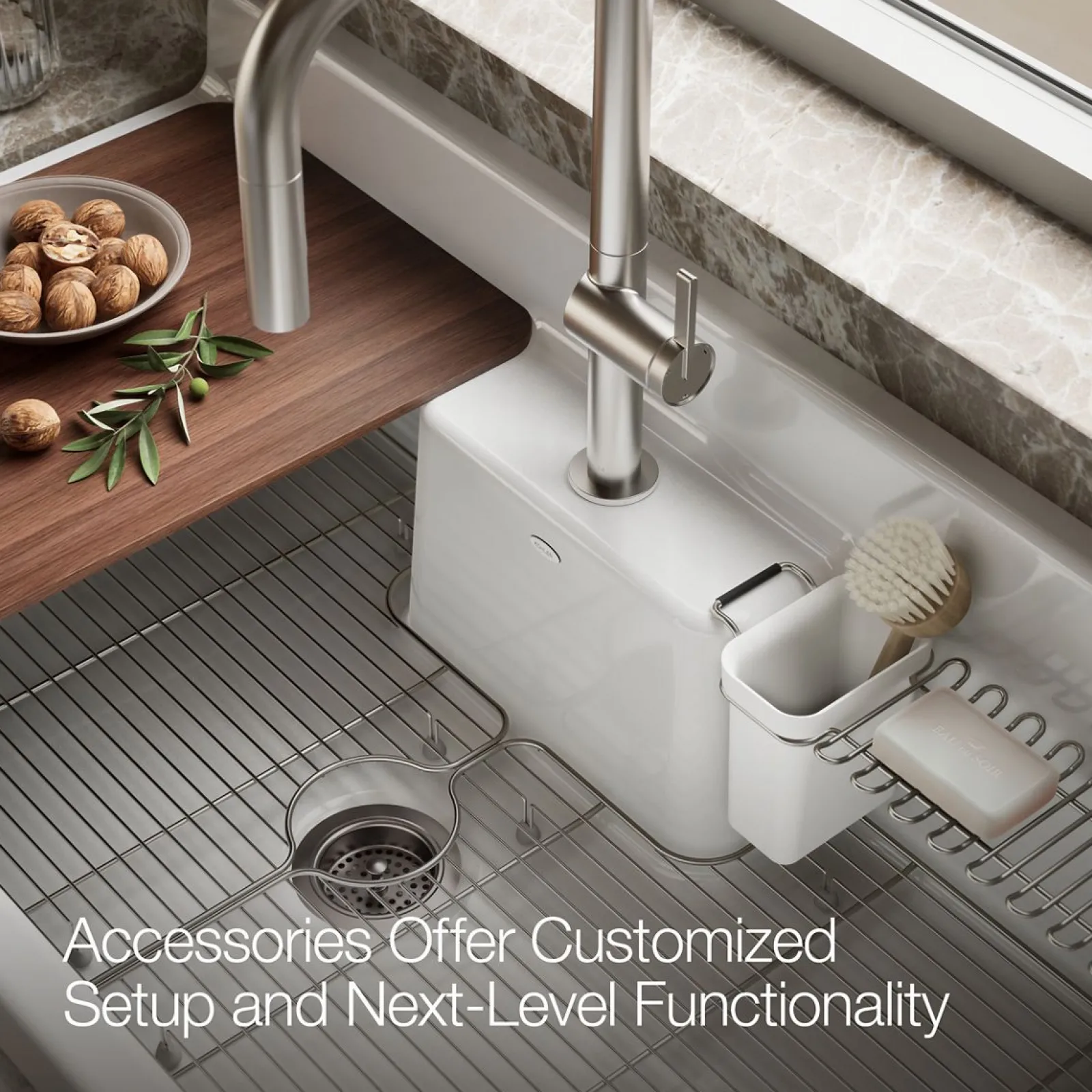 45" top-/wall-mount single-bowl workstation farmhouse kitchen sink^Kohler New