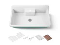 45" top-/wall-mount single-bowl workstation farmhouse kitchen sink^Kohler Outlet