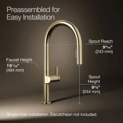 Touchless pull-down kitchen sink faucet with two-function sprayhead^Kohler New