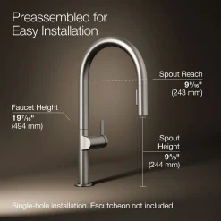 Touchless pull-down kitchen sink faucet with two-function sprayhead^Kohler New
