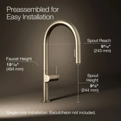 Touchless pull-down kitchen sink faucet with two-function sprayhead^Kohler New