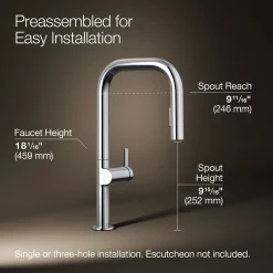 Touchless pull-down kitchen sink faucet with two-function sprayhead^Kohler Online