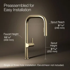 Touchless pull-down kitchen sink faucet with two-function sprayhead^Kohler Online