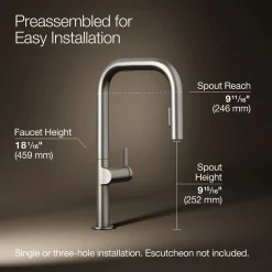Touchless pull-down kitchen sink faucet with two-function sprayhead^Kohler Online