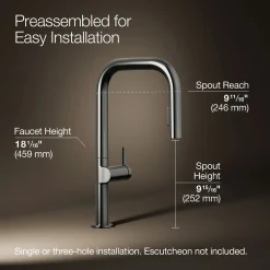Touchless pull-down kitchen sink faucet with two-function sprayhead^Kohler Online