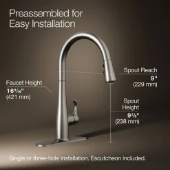 Touchless pull-down kitchen sink faucet with three-function sprayhead^Kohler Clearance