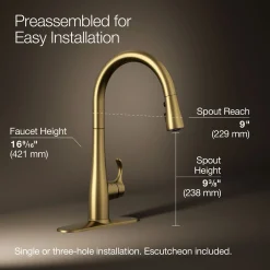 Touchless pull-down kitchen sink faucet with three-function sprayhead^Kohler Clearance