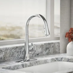 Touchless pull-down kitchen sink faucet with three-function sprayhead^Kohler Clearance