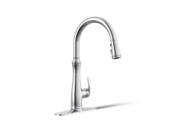Touchless pull-down kitchen sink faucet with three-function sprayhead^Kohler