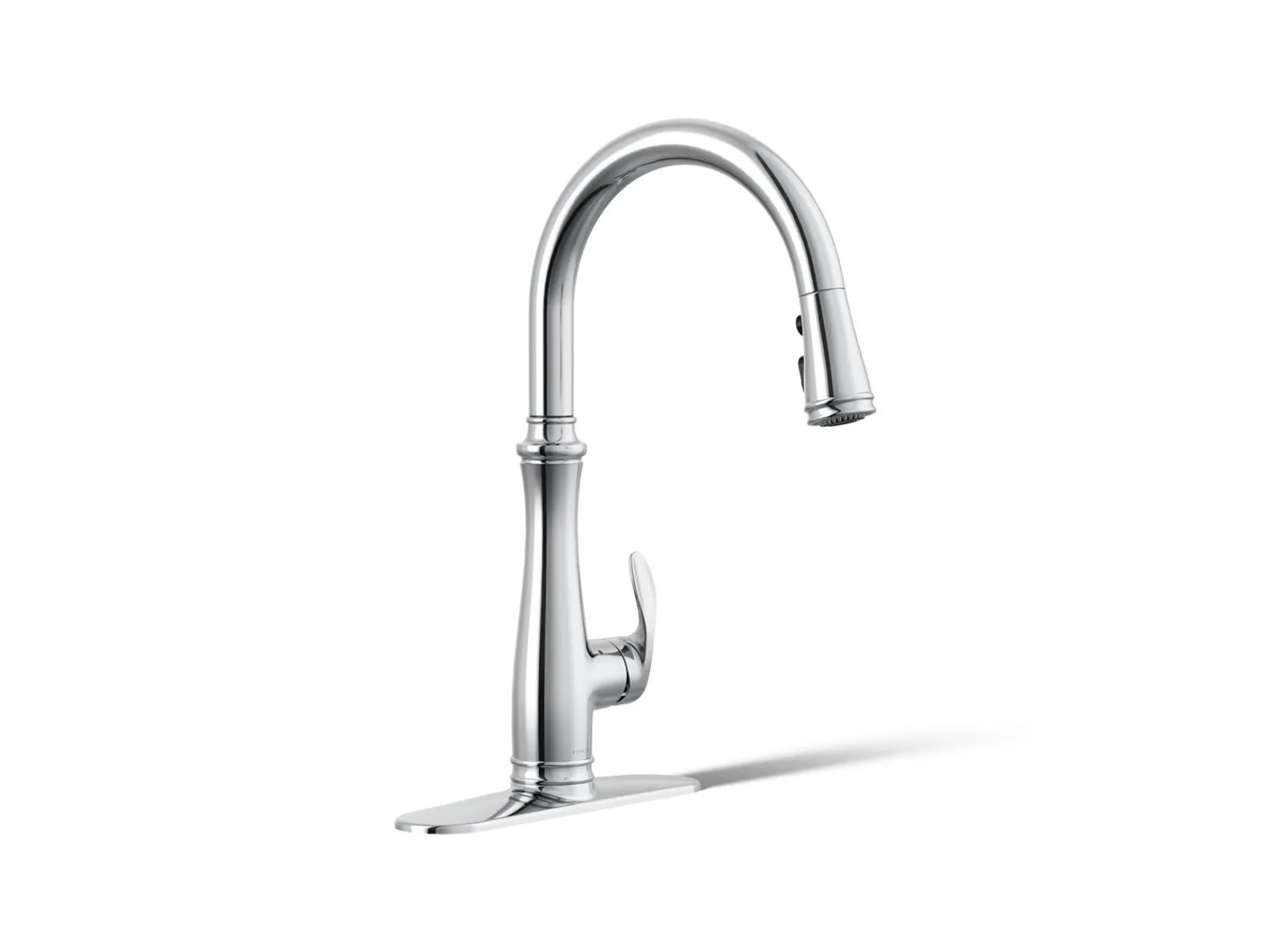 Touchless pull-down kitchen sink faucet with three-function sprayhead^Kohler