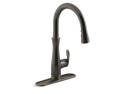 Touchless pull-down kitchen sink faucet with three-function sprayhead^Kohler
