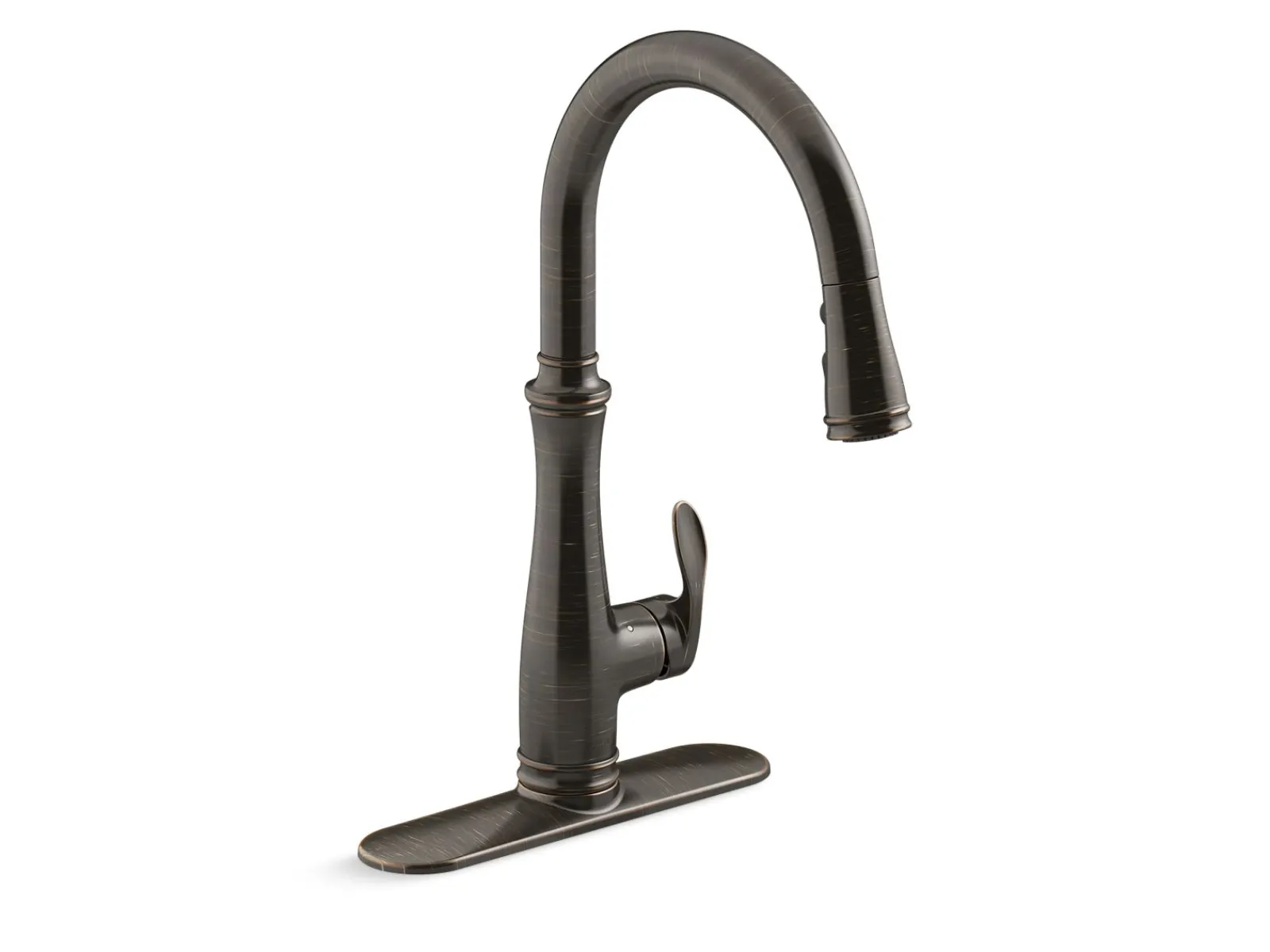 Touchless pull-down kitchen sink faucet with three-function sprayhead^Kohler