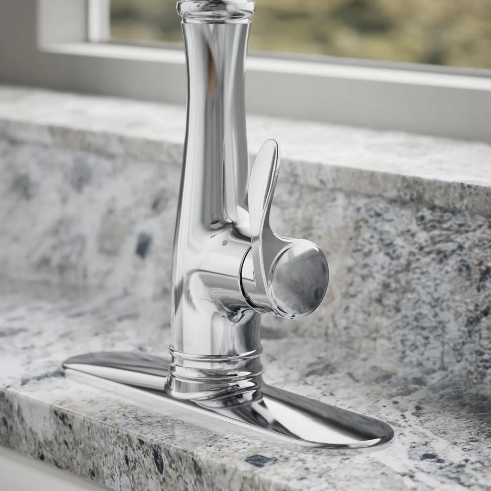 Touchless pull-down kitchen sink faucet with three-function sprayhead^Kohler