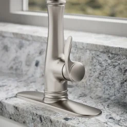 Touchless pull-down kitchen sink faucet with three-function sprayhead^Kohler