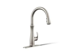 Touchless pull-down kitchen sink faucet with three-function sprayhead^Kohler