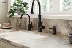 Touchless pull-down kitchen sink faucet with three-function sprayhead^Kohler