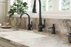 Touchless pull-down kitchen sink faucet with three-function sprayhead^Kohler