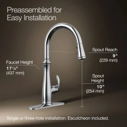 Touchless pull-down kitchen sink faucet with three-function sprayhead^Kohler