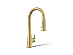 Touchless pull-down kitchen sink faucet with three-function sprayhead^Kohler