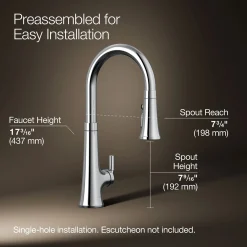 Touchless pull-down kitchen sink faucet with three-function sprayhead^Kohler