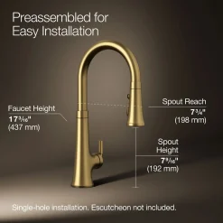Touchless pull-down kitchen sink faucet with three-function sprayhead^Kohler