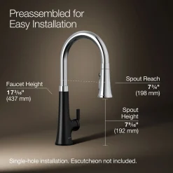 Touchless pull-down kitchen sink faucet with three-function sprayhead^Kohler