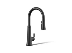 Touchless pull-down kitchen sink faucet with three-function sprayhead^Kohler