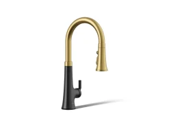 Touchless pull-down kitchen sink faucet with three-function sprayhead^Kohler