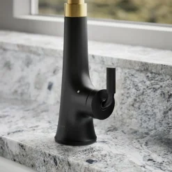 Touchless pull-down kitchen sink faucet with three-function sprayhead^Kohler