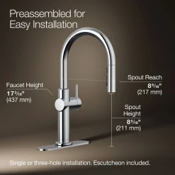 Touchless pull-down kitchen sink faucet with three-function sprayhead^Kohler Sale