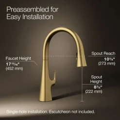 Touchless pull-down kitchen sink faucet with three-function sprayhead^Kohler
