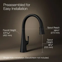 Touchless pull-down kitchen sink faucet with three-function sprayhead^Kohler