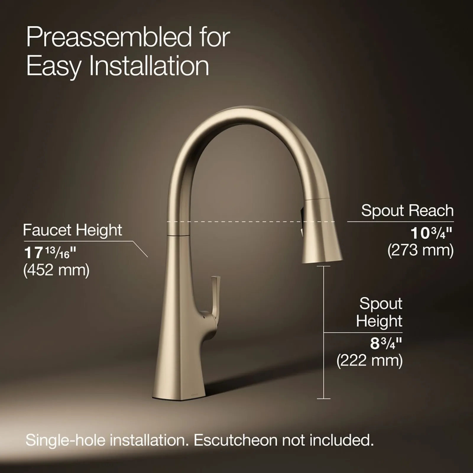Touchless pull-down kitchen sink faucet with three-function sprayhead^Kohler